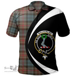 ScotsTee Shop Scottish MacKinlay Weathered Clan Crest Personalized Tartan Polo Shirt Circle Style Back Shirt with Your Text