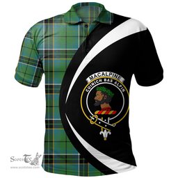 ScotsTee Shop Scottish MacAlpine Ancient Clan Crest Personalized Tartan Polo Shirt Circle Style Back Shirt with Your Text