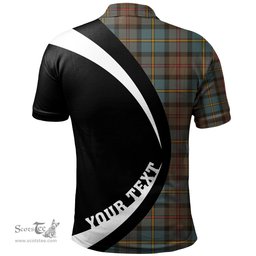 ScotsTee Shop Scottish MacLeod of Harris (MacLeod Hunting) Weathered Clan Crest Personalized Tartan Polo Shirt Circle Style Back Shirt with Your Text