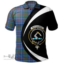 ScotsTee Shop Scottish MacHardy Modern Clan Crest Personalized Tartan Polo Shirt Circle Style Back Shirt with Your Text