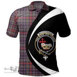 ScotsTee Shop Scottish MacDonald of P.E. Island (Donald of P.E. Island) Weathered Clan Crest Personalized Tartan Polo Shirt Circle Style Back Shirt with Your Text
