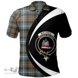 ScotsTee Shop Scottish MacNeil of Barra (MacNeil MacNeill) Weathered Clan Crest Personalized Tartan Polo Shirt Circle Style Back Shirt with Your Text