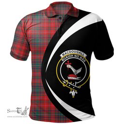 ScotsTee Shop Scottish MacDougall Modern Clan Crest Personalized Tartan Polo Shirt Circle Style Back Shirt with Your Text