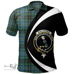 ScotsTee Shop Scottish MacInnes Ancient Clan Crest Personalized Tartan Polo Shirt Circle Style Back Shirt with Your Text