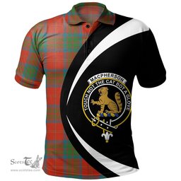 ScotsTee Shop Scottish MacPherson of Cluny Ancient Clan Crest Personalized Tartan Polo Shirt Circle Style Back Shirt with Your Text