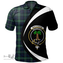 ScotsTee Shop Scottish MacEwan Modern Clan Crest Personalized Tartan Polo Shirt Circle Style Back Shirt with Your Text