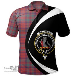 ScotsTee Shop Scottish MacBean of Tomatin (MacBain of Tomatin) Weathered Clan Crest Personalized Tartan Polo Shirt Circle Style Back Shirt with Your Text