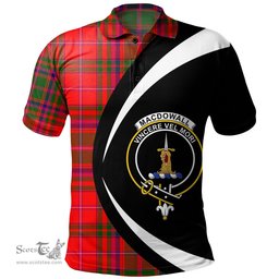 ScotsTee Shop Scottish MacDowall Clan Crest Personalized Tartan Polo Shirt Circle Style Back Shirt with Your Text