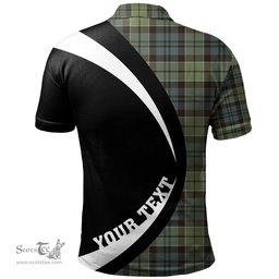 ScotsTee Shop Scottish MacIsaac Weathered Clan Crest Personalized Tartan Polo Shirt Circle Style Back Shirt with Your Text