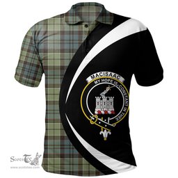 ScotsTee Shop Scottish MacIsaac Weathered Clan Crest Personalized Tartan Polo Shirt Circle Style Back Shirt with Your Text