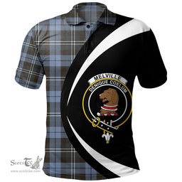ScotsTee Shop Scottish Melville Weathered Clan Crest Personalized Tartan Polo Shirt Circle Style Back Shirt with Your Text