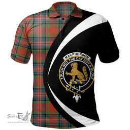 ScotsTee Shop Scottish MacPherson Ancient Clan Crest Personalized Tartan Polo Shirt Circle Style Back Shirt with Your Text