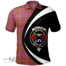 ScotsTee Shop Scottish MacLeod Red Ancient Clan Crest Personalized Tartan Polo Shirt Circle Style Back Shirt with Your Text
