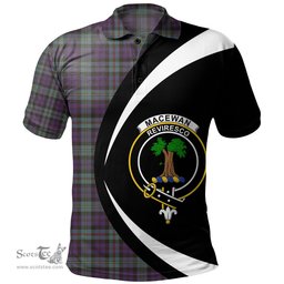 ScotsTee Shop Scottish MacEwan Weathered Clan Crest Personalized Tartan Polo Shirt Circle Style Back Shirt with Your Text