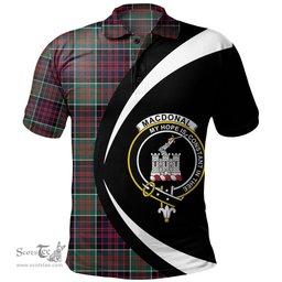 ScotsTee Shop Scottish MacDonald of Clanranald Modern Clan Crest Personalized Tartan Polo Shirt Circle Style Back Shirt with Your Text