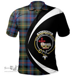 ScotsTee Shop Scottish MacDonald of Borrodale (Donald Borrodale Historic) Modern Clan Crest Personalized Tartan Polo Shirt Circle Style Back Shirt with Your Text