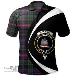 ScotsTee Shop Scottish MacNeil of Colonsay (MacNeil of Barra of Colonsay) (Highland Society of London) Modern Clan Crest Personalized Tartan Polo Shirt Circle Style Back Shirt with Your Text
