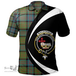 ScotsTee Shop Scottish MacDonald (Donald) Ancient Clan Crest Personalized Tartan Polo Shirt Circle Style Back Shirt with Your Text