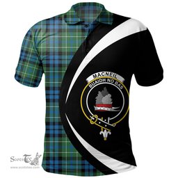 ScotsTee Shop Scottish MacNeil of Colonsay (MacNeil of Barra of Colonsay) Ancient Clan Crest Personalized Tartan Polo Shirt Circle Style Back Shirt with Your Text