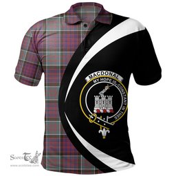 ScotsTee Shop Scottish MacDonald of Clanranald (Donald of Clanranald) Weathered Clan Crest Personalized Tartan Polo Shirt Circle Style Back Shirt with Your Text