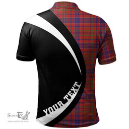ScotsTee Shop Scottish MacLeod Red Modern Clan Crest Personalized Tartan Polo Shirt Circle Style Back Shirt with Your Text