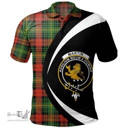 ScotsTee Shop Scottish Martin Ancient Clan Crest Personalized Tartan Polo Shirt Circle Style Back Shirt with Your Text