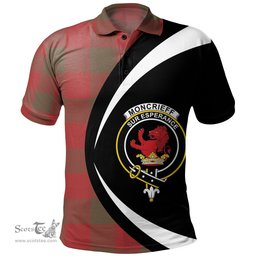 ScotsTee Shop Scottish Moncrieffe Weathered Clan Crest Personalized Tartan Polo Shirt Circle Style Back Shirt with Your Text