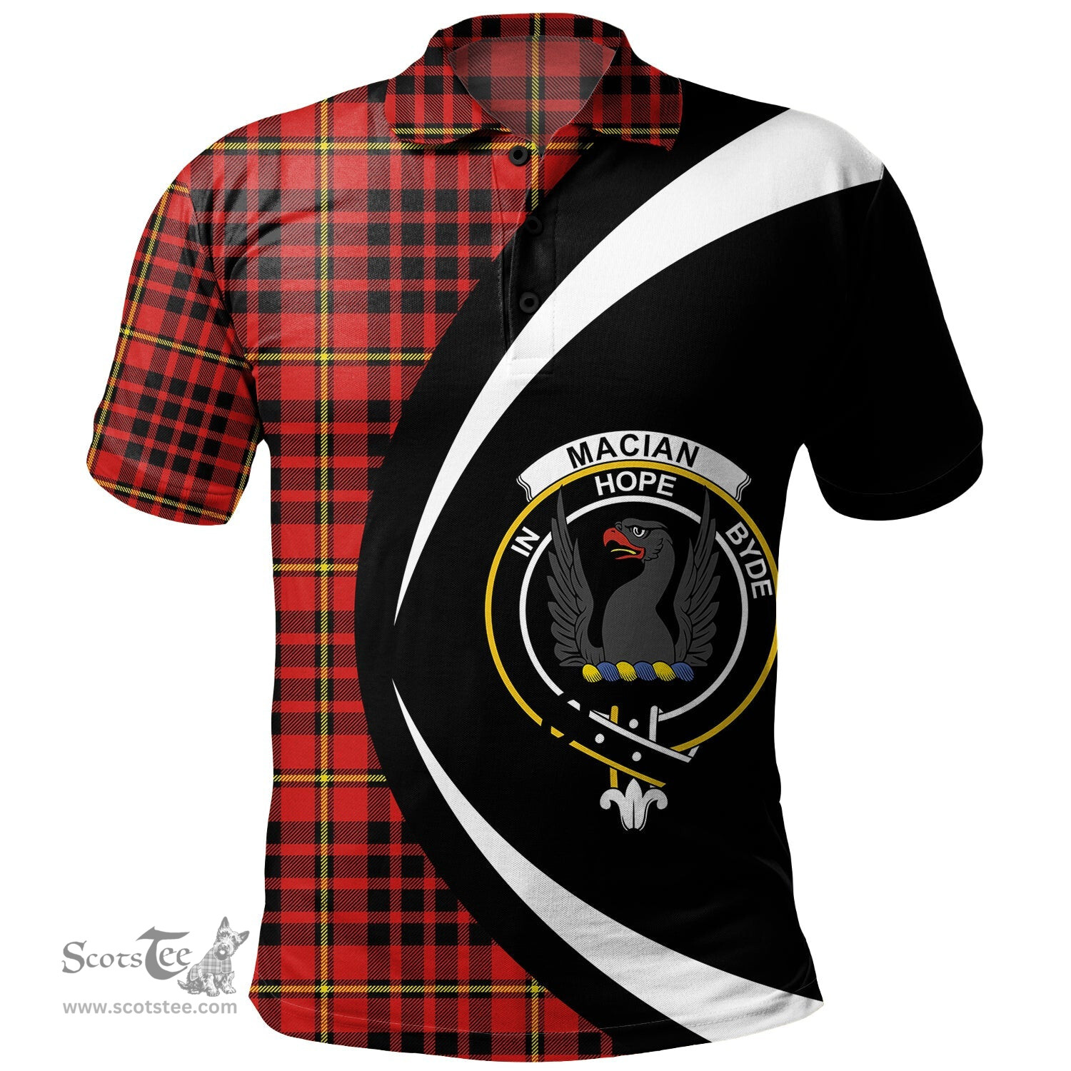 ScotsTee Shop Scottish MacIan Modern Clan Crest Personalized Tartan Polo Shirt Circle Style Back Shirt with Your Text