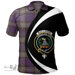 ScotsTee Shop Scottish MacLaren of Broich Weathered Clan Crest Personalized Tartan Polo Shirt Circle Style Back Shirt with Your Text