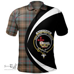 ScotsTee Shop Scottish MacDonald of Borrodale (Donald Borrodale Historic) Weathered Clan Crest Personalized Tartan Polo Shirt Circle Style Back Shirt with Your Text