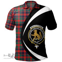 ScotsTee Shop Scottish MacGowan (Gow) Modern Clan Crest Personalized Tartan Polo Shirt Circle Style Back Shirt with Your Text