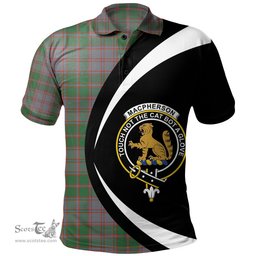 ScotsTee Shop Scottish MacPherson of Glentruim Ancient Clan Crest Personalized Tartan Polo Shirt Circle Style Back Shirt with Your Text