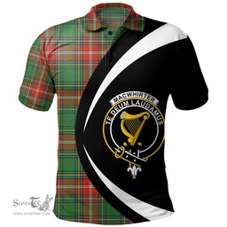 ScotsTee Shop Scottish MacWhirter Ancient Clan Crest Personalized Tartan Polo Shirt Circle Style Back Shirt with Your Text