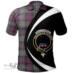 ScotsTee Shop Scottish MacDonell of Glengarry Weathered Clan Crest Personalized Tartan Polo Shirt Circle Style Back Shirt with Your Text