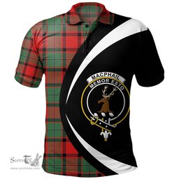 ScotsTee Shop Scottish MacPhail Modern Clan Crest Personalized Tartan Polo Shirt Circle Style Back Shirt with Your Text