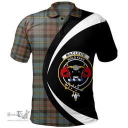 ScotsTee Shop Scottish MacLeod of Skeabost Weathered Clan Crest Personalized Tartan Polo Shirt Circle Style Back Shirt with Your Text