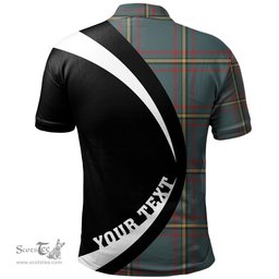 ScotsTee Shop Scottish MacLaine of LochBuie Hunting (MacLaine) Weathered Clan Crest Personalized Tartan Polo Shirt Circle Style Back Shirt with Your Text