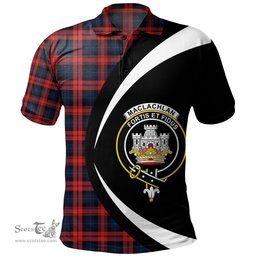 ScotsTee Shop Scottish MacLachlan Modern Clan Crest Personalized Tartan Polo Shirt Circle Style Back Shirt with Your Text