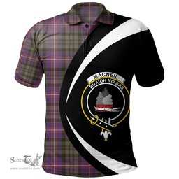 ScotsTee Shop Scottish MacNeil of Colonsay (MacNeil of Barra of Colonsay) (Highland Society of London) Weathered Clan Crest Personalized Tartan Polo Shirt Circle Style Back Shirt with Your Text