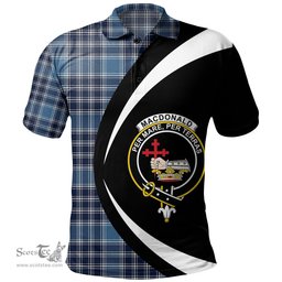 ScotsTee Shop Scottish MacDonald Lord of the Isles Hunting Blue (Donald Lord of the Isles Hunting Blue) Modern Clan Crest Personalized Tartan Polo Shirt Circle Style Back Shirt with Your Text