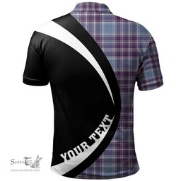 ScotsTee Shop Scottish MacDonald Lord of the Isles Hunting Blue (Donald Lord of the Isles Hunting Blue) Weathered Clan Crest Personalized Tartan Polo Shirt Circle Style Back Shirt with Your Text