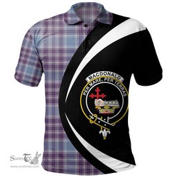 ScotsTee Shop Scottish MacDonald Lord of the Isles Hunting Blue (Donald Lord of the Isles Hunting Blue) Weathered Clan Crest Personalized Tartan Polo Shirt Circle Style Back Shirt with Your Text