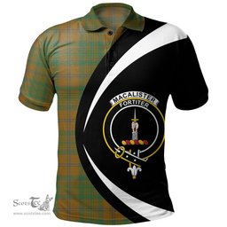 ScotsTee Shop Scottish MacAlister of Glenbarr Hunting (MacAlister of Glenbarr; Hunting) Modern Clan Crest Personalized Tartan Polo Shirt Circle Style Back Shirt with Your Text