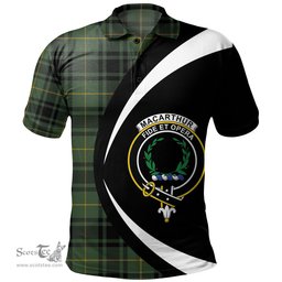 ScotsTee Shop Scottish MacArthur Modern Clan Crest Personalized Tartan Polo Shirt Circle Style Back Shirt with Your Text