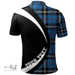 ScotsTee Shop Scottish MacRae of America Ancient Clan Crest Personalized Tartan Polo Shirt Circle Style Back Shirt with Your Text