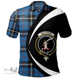 ScotsTee Shop Scottish MacRae of America Ancient Clan Crest Personalized Tartan Polo Shirt Circle Style Back Shirt with Your Text