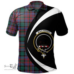 ScotsTee Shop Scottish MacInroy Modern Clan Crest Personalized Tartan Polo Shirt Circle Style Back Shirt with Your Text