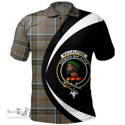 ScotsTee Shop Scottish MacAlpine Weathered Clan Crest Personalized Tartan Polo Shirt Circle Style Back Shirt with Your Text