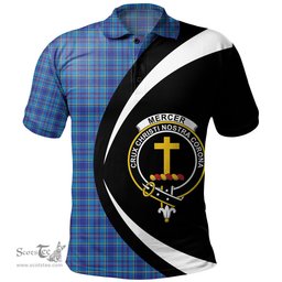 ScotsTee Shop Scottish Mercer Modern Clan Crest Personalized Tartan Polo Shirt Circle Style Back Shirt with Your Text