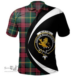 ScotsTee Shop Scottish Martin Modern Clan Crest Personalized Tartan Polo Shirt Circle Style Back Shirt with Your Text